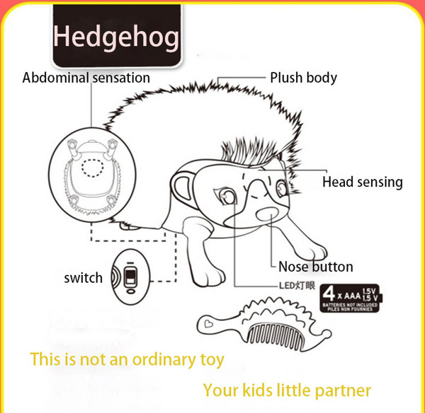 interactive hedgehog with Light Sound Sensor say and Turn over bucket with Multi-modes could crawl Interesting electronic pet for kids