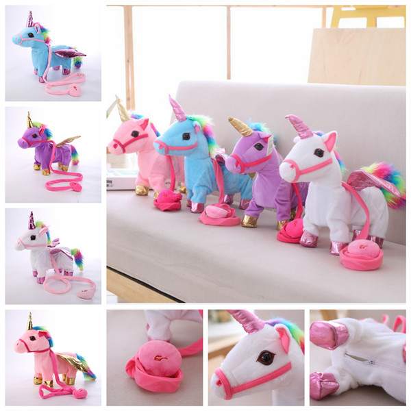 Electric Walking Unicorn Plush Toy Stuffed Animal Toy Electronic Music Unicorn Toy for Children Christmas Gifts party favor 34cm FFA1328