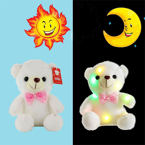 Christmas Gift 20cm Creative Light Up LED Teddy Bear Stuffed Animals Plush Toy Colorful Glowing Teddy Bear For baby!