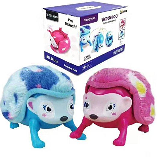 Interactive Plush Pet Hedgehog Inductive Lights Sounds Sensors Light-up Eyes Wiggy Nose Walk Roll Headstand Curl up Giggle Toys for Kids .