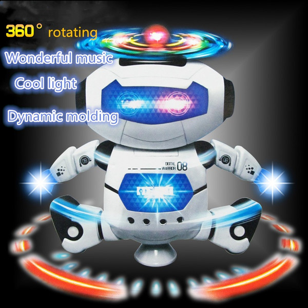 Electric Toys Dance Rotating Robot with LED Lights Music Explosion Intelligence Toy with Battery Powered Direct China Wholesales