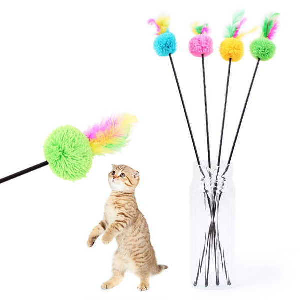 Funny Pet Cat Toy Rod Faux Rabbit Feather Kitten Bell Toy Fun Playing Colorful Cat Stick Pet Products Animal Show Funny Cat stick