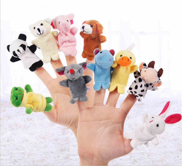 NEW 10styles Cute Animal Finger Puppets toys Floss Baby Hand Puppet toy Kids baby early education Finger Toy store telling props