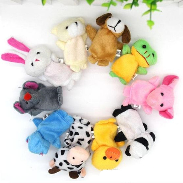 Animals Toys Finger Puppets Cute Cartoon 10pcs Lot Fashion New Plush Toys for Children Finger Puppets Finger Animal Double-deck Novelty