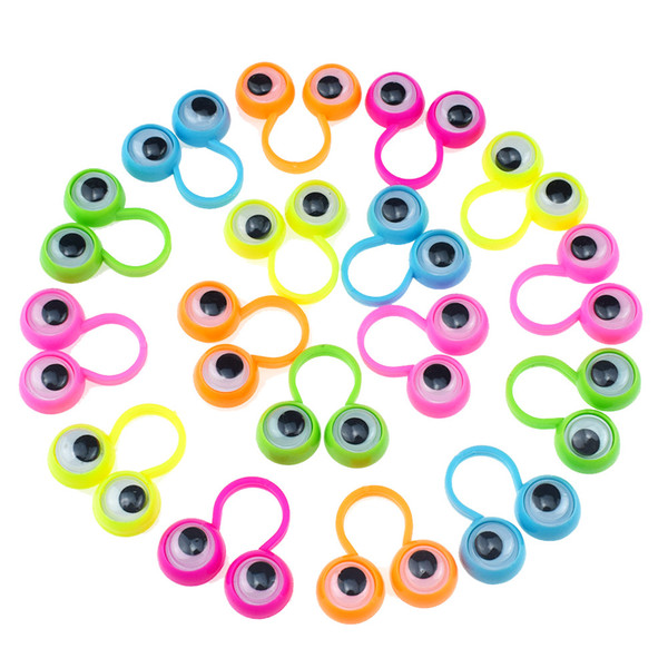 Children Novelty Toy Eye Finger Puppets Plastic Rings With Wiggle Eyes party finger Toy Kids Fidget Relief Toys MMA2349-1