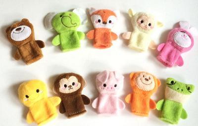 Wholesale Baby Plush Dolls Hand Puppet Baby Solft Plush Velour Animal Finger Puppet Lovely Cartoon Animal Finger Puppet