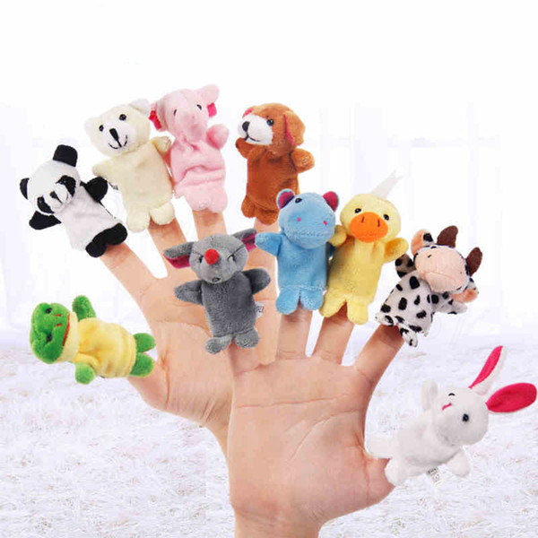 10pcs/lot Baby Stuffed Plush Toy Finger Puppets Tell Story Animal Doll Hand Puppet Kids Children Gift Family Dolls Kids Finger Toy FFA3452