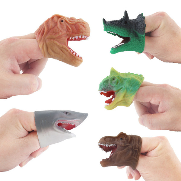 Foreign trade best selling simulation mini silicone dinosaur finger doll Tyrannosaurus fingertip animal finger set funny toy