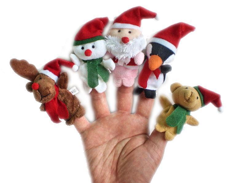 7cm 5pcs/bag Santa Claus Finger Puppet Plush Toys For Baby Story-Telling Christmas Gift