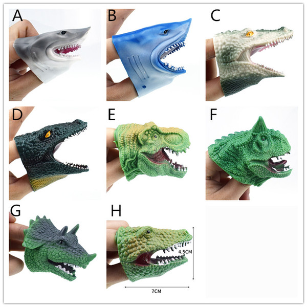 TPR Animals finger puppets Kids soft plastic storytelling props Shark Dinosaur Crocodile Finger toys fingerstall Kids performance party toys