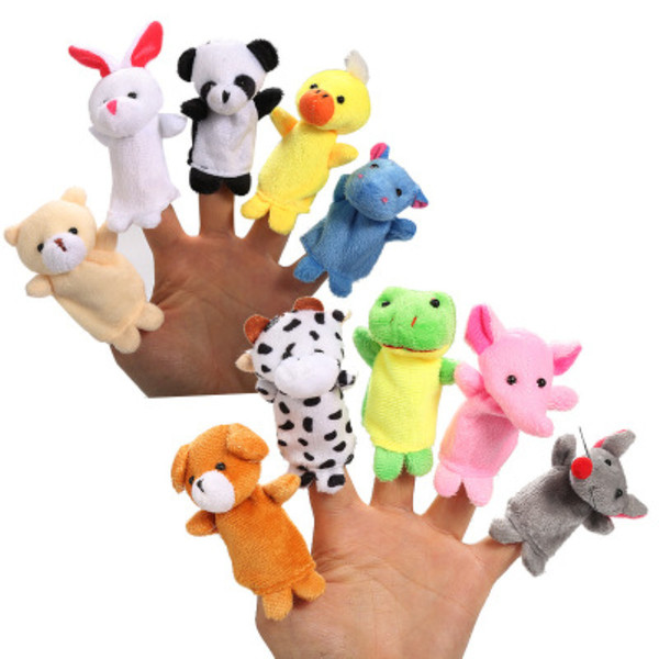 LeadingStar 10PCS Cute Cartoon Biological Animal Finger Puppet Plush Toys Child Baby Favor Dolls Boys Girls Finger Puppets