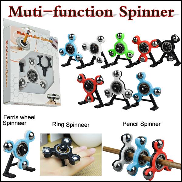 Fidget Spinner Tri-Spinner 4 in 1 Muti-function Spinner Snap Spinner Center Snap Goll Slide Top Spin Pencil Topper Spin In stock