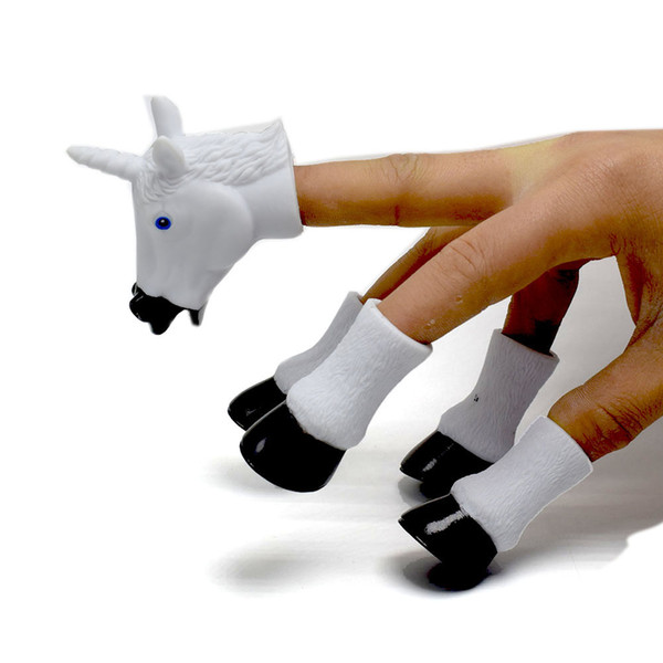 Unicorn Finger Toys Cartoon Fingers Dolls Four Feet One Horse Head Toys Sets For Kids Festival Party Gifts Factory Cheap Free DHL A850