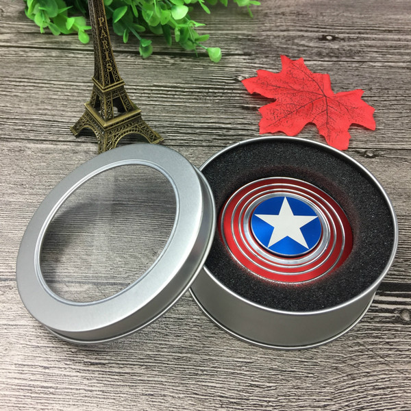 Creative Captain America Shield Hand Spinner Iron Man Fidget Alloy Puzzle Toys EDC Autism ADHD Finger Gyro decompression Toy Adult Gifts