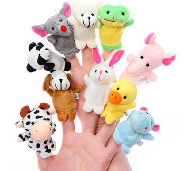 Wholesale Baby Plush Dolls Hand Puppet Baby Solft Plush Velour Animal Finger Puppet Lovely Cartoon Animal Finger Puppet