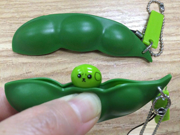 300pcs Fidget Bean Toys SnowCinda Squeeze-a-Bean Soybean Stress Relieving Keychain Mobile Chain Fidget Green Decompression Toys