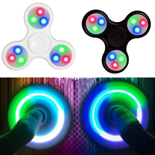 10pcs/lot New Fashion Tri Hand Finger Spinner Figet 3D Figit with LED light Spin Pocket EDC Toys