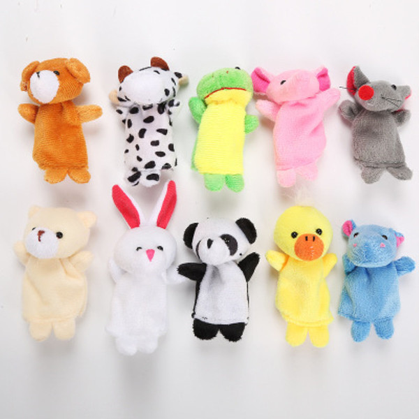 LeadingStar 10PCS Cute Cartoon Biological Animal Finger Puppet Plush Toys Child Baby Favor Dolls Boys Girls Finger Puppets