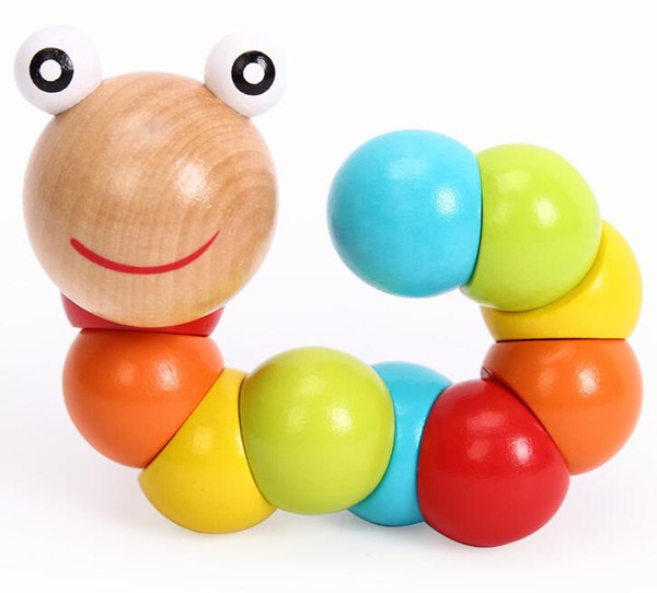 Variety color shilly caterpillars. Baby educational toys wooden grip. Baby toys finger, hand puppet