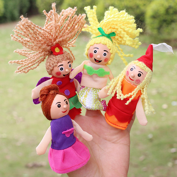 2016 New finger puppets toy mermaid series doll plush wooden doll a set of 4 stories good baby helper