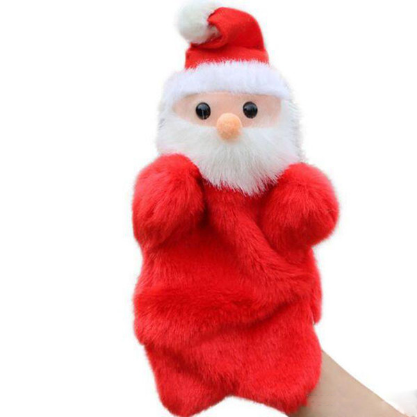 New Cute Christmas Hand Puppet Dolls Toys 27CM Santa Stuffed Dolls Storytellin Finger Even Hand Puppet For Baby Gifts