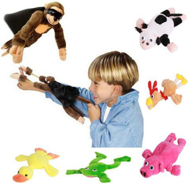 Super Stretchy Plush Toys Monkey Sling Shot Slingshot Bow Catapult Hunting Kids Adults Finger Soft Toys Slingshot Screaming Flying Monkey