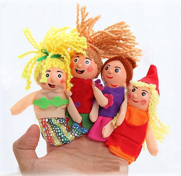 Retail finger puppets toy mermaid series doll plush wooden doll a set of 4 stories good baby helper