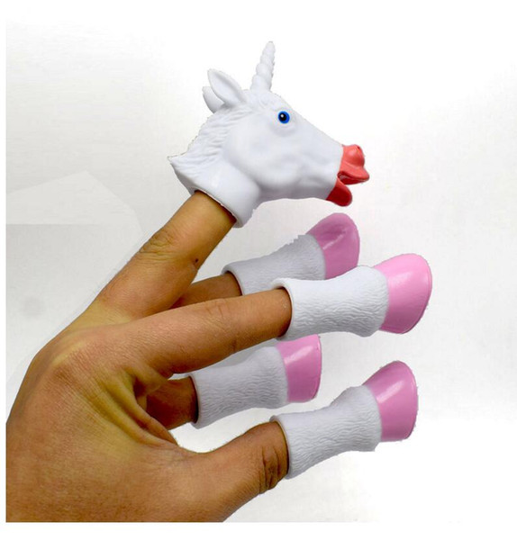 Finger Puppet Kids Toy Finger Cartoon Unicorn Doll White Pink Color Baby Educational Hand Toy Tell Story DHL Free Shipping