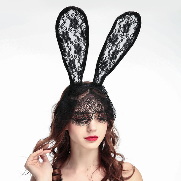 Lace Hairband Headband Women Girls Fashion Hair Accessory Halloween Easter Party Headware Rabbit Bunny Ears Eye Mask Hair Accessories