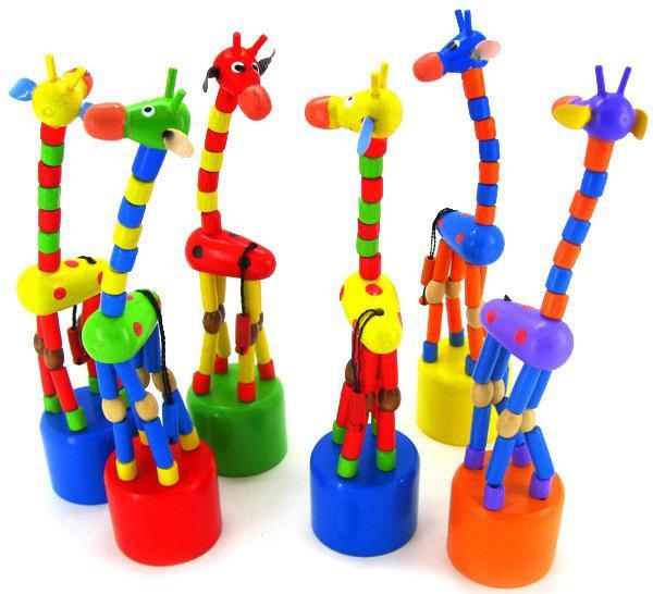 Baby Wooden Rock Giraffe Finger Toys Standing Dancing Hand Doll 18cm Tall Animal Toy for Kids