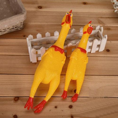 Shrilling Chickens 17cm 31cm 39cm Screaming Rubber Chicken Squeeze Stress Toy Funny Squeeze Sound Toy children gift DHL wholesale 200pcs