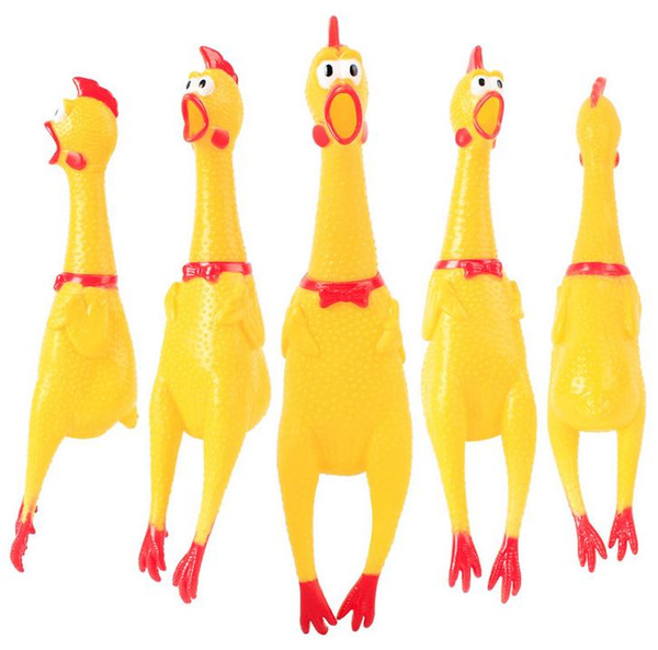 Shrilling Chickens 17cm 31cm 39cm Screaming Rubber Chicken Squeeze Stress Toy Funny Squeeze Sound Toy children gift DHL wholesale 050