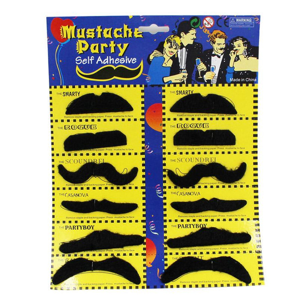 Halloween Self Adhesive Fake Mustache 12pcs/Set Novelty Mustaches Party Favor Mustache Black Mustaches for Masquerade Party & Performance