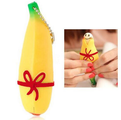 5pcs/lot Novelty Funny Silicone Fruit Banana Stress Reliever Keychain Decompression Vent Toy High Quality