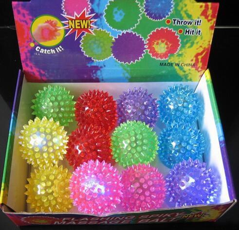 3PC/lot Flashing Light Up Spikey Balls Toy High Bouncing Balls Fun Novelty Sensory Hedgehog Ball Random Color