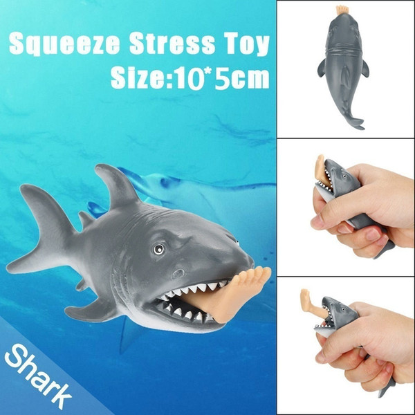 Special Design Eat People Shark Winking Squeeze Toy Dolls Frightening April Fool's Day Funny Dolls Tricky Fool Toys