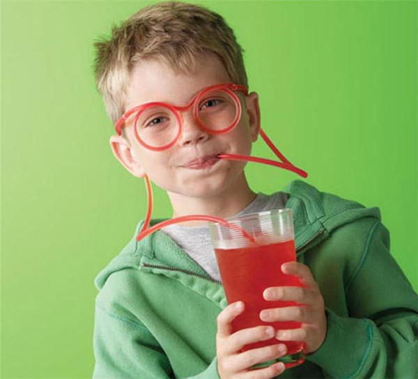 Funny Soft Glasses Straw Unique Flexible Drinking Tube Kids Party Accessories Colorful Plastic Drinking Straws TOY Funny gift