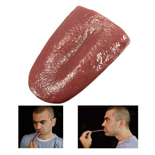 Halloween Toy Kids Kuso Tongue Trick Magic Horrible Tongue Fake Tounge Realistic stretches Elasticity Toy Stress Reliever Decor