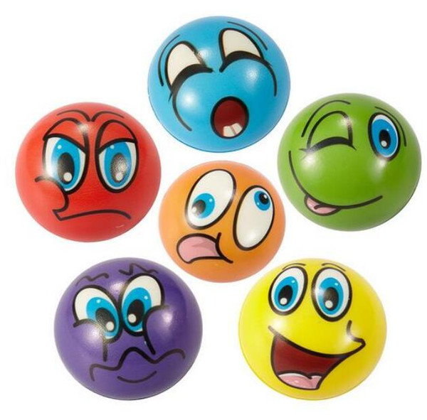 Hot Soft PU Funny Emoticon Face Stress Balls Squeeze Foam Ball Novelty Relax Toys Assorted Expression