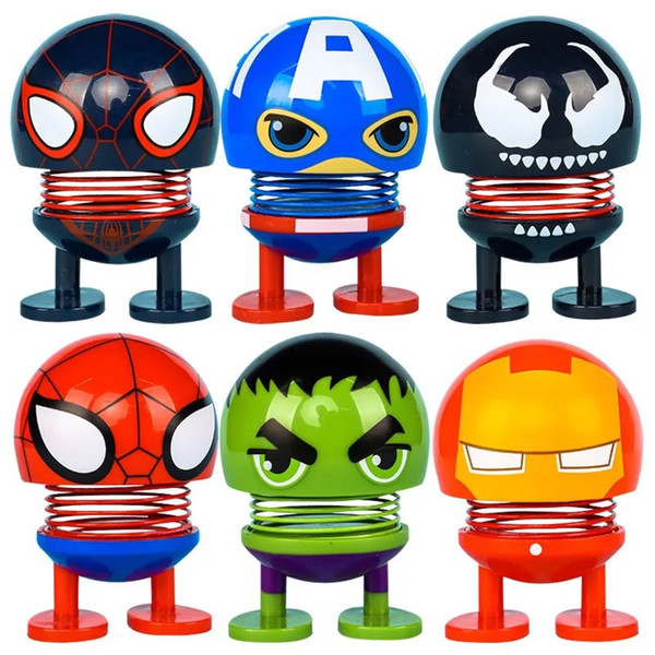 New Arrival Avengers Shaking Head Doll Car Dashboard Ornaments Springs Dancing Toy Novelty Funny Toys Car Decoration