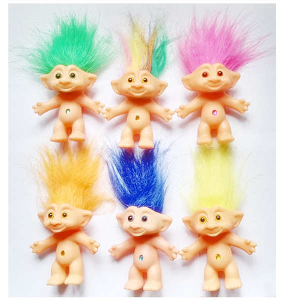 10cm magic hair elves funny troll doll novelty plastic ugly baby retro long hair ugly baby children toys Christmas gifts retail wholesale