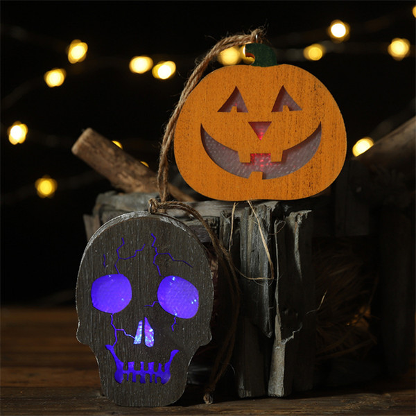 Halloween Wood lanterns 2 styles Skeleton head Pumpkin Hanging Terror Hanging Lantern Halloween Lantern party supplies JY403