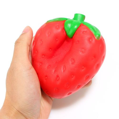 New Cute Strawberry Squishy Toy Slow Rising Reduce Stress Squeeze Toy Phone Strap STRESS RELIEVING 12cm*9cm