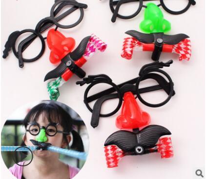 Kids party glasses frames cute halloween toys cheap childrens gifts big nose blowing dragon glasses frames many colors 83