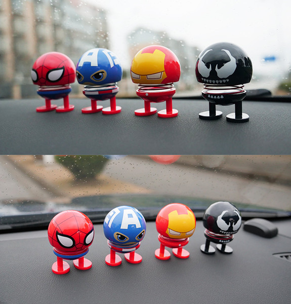 Avengers Doll Emoji Shaking Head Toys Doll Car Ornament Emoji Shaking Head Car Automobile Interior Dashboard Decoration ABS Funny Fashion