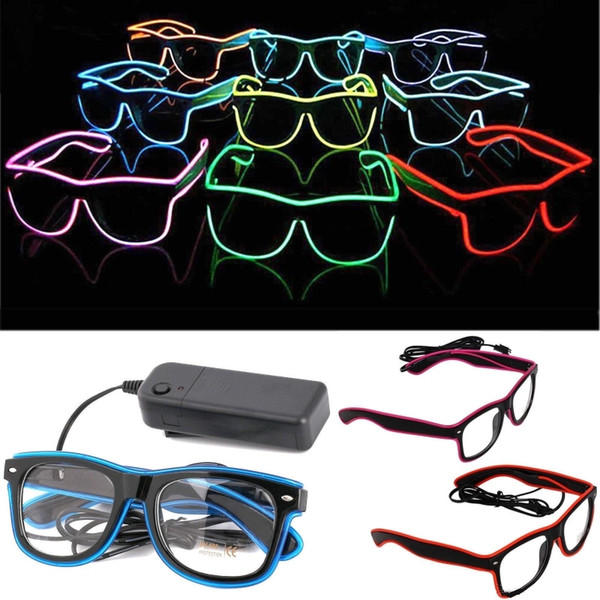 Cool Glowing LED Glasses Bar Party Fluorescent Dance DJ Bright Glow Glasses EL Wire Neon LED Light Glow Atmosphere Activing Props Funny Toys