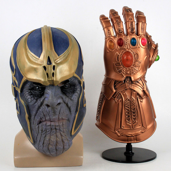 Infinity Gauntlet Cosplay Avengers Infinity War Gloves Thanos Mask Infinity Gauntlet With LED Deluxe PVC Adult Halloween Party