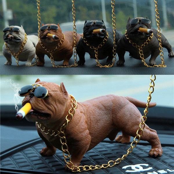 NEW Dog Decor Bully Dog Dolls Ornaments Simulated Car Interior Pendant Home Office Decor Toys Car Interior Accessories