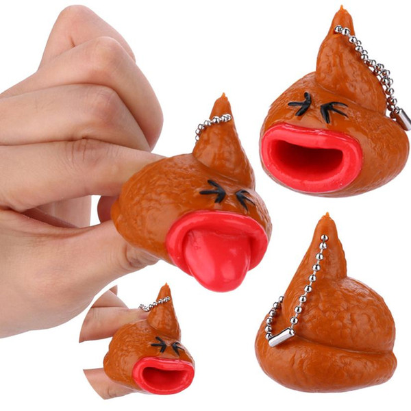 50PCS Funny Poo Squish Keychains Pop Out Tongues Novelty Fun Antistress Emoticon Toy for Kids or Children AIJILE