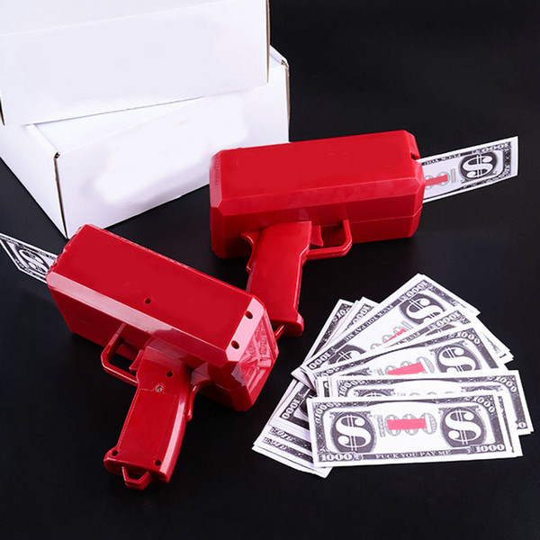 Money Gun Red Fashion Toy Christmas Gift Party Toys Game 1PCS Cash Cannon Funny Money Gun Toy Pistol Toy